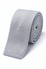 Cravate argentée pour homme en polyester tricoté