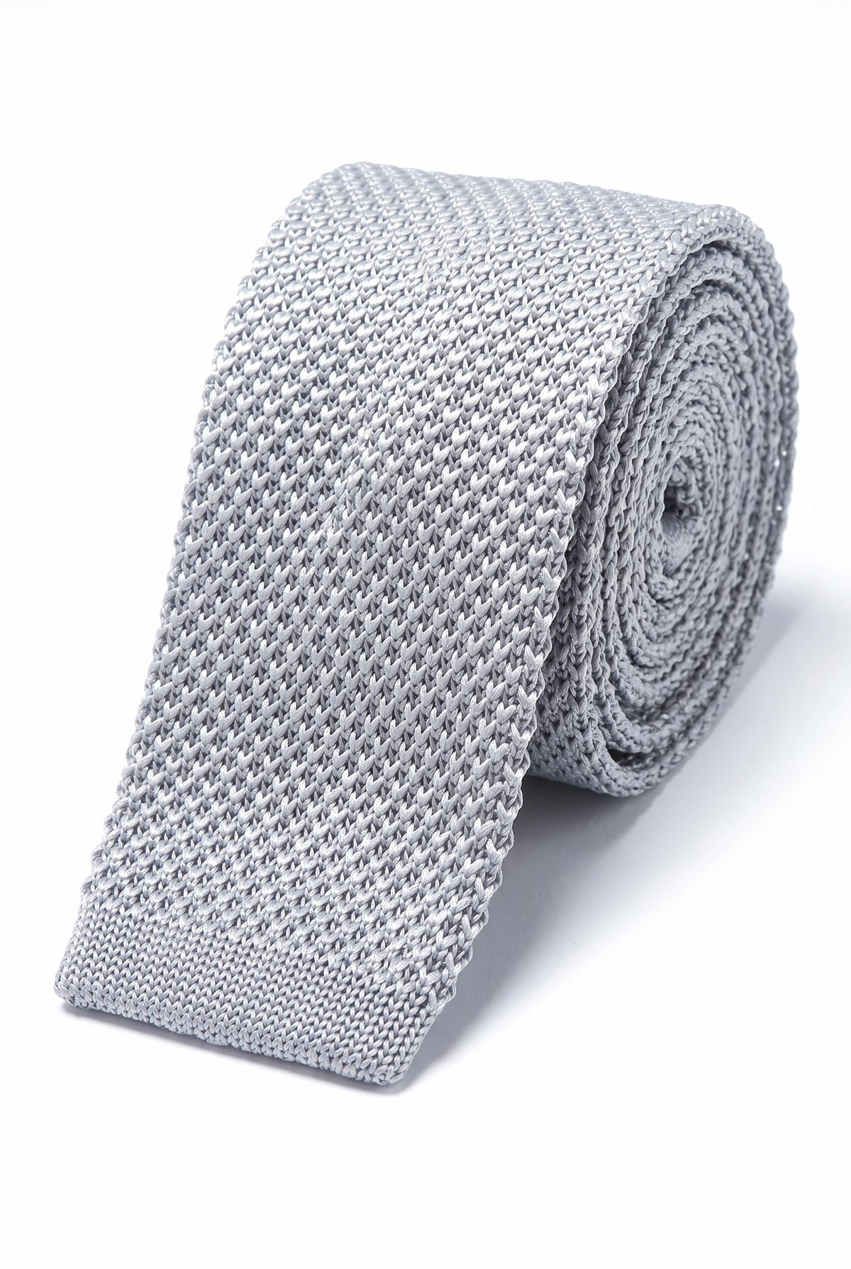 Cravate argentée pour homme en polyester tricoté