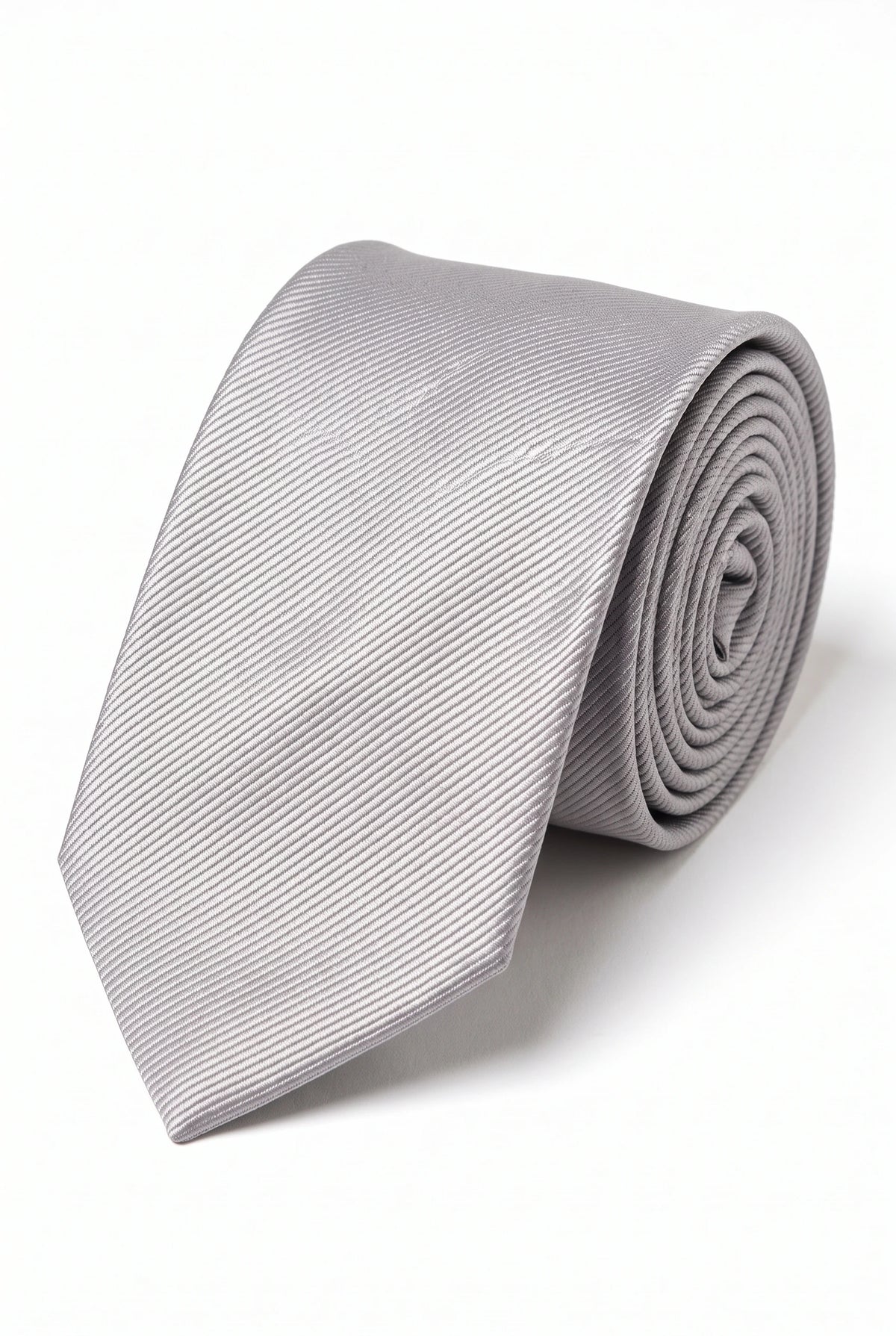 Cravate fine argentée unie pour homme, 6 cm