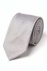 Cravate fine argentée unie pour homme, 6 cm