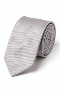 Cravate fine argentée unie pour homme, 6 cm