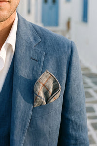 Pochette de costume en tweed argenté pour homme