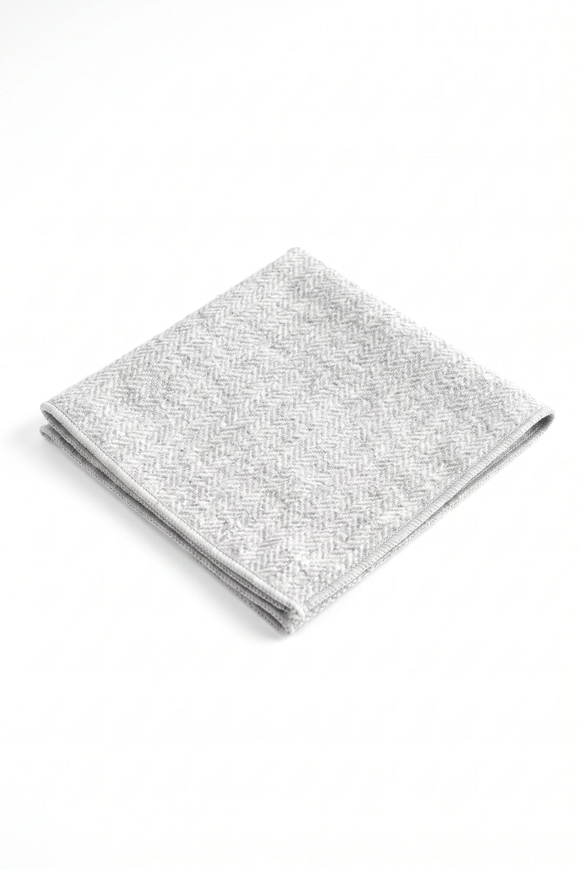 Pochette de costume pour homme en tweed argenté mélangé laine