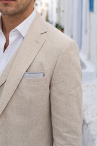 Pochette de costume pour homme en tweed argenté mélangé laine