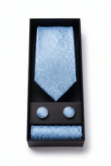Coffret cadeau cravate bleu ciel à motif cachemire pour homme