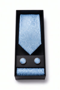 Coffret cadeau cravate bleu ciel à motif cachemire pour homme