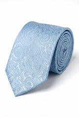 Coffret cadeau cravate bleu ciel à motif cachemire pour homme