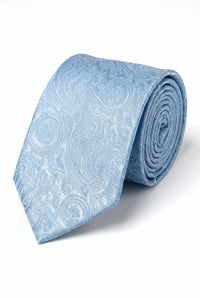 Coffret cadeau cravate bleu ciel à motif cachemire pour homme