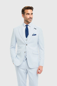 Blazer bleu ciel pour homme, coupe ajustée