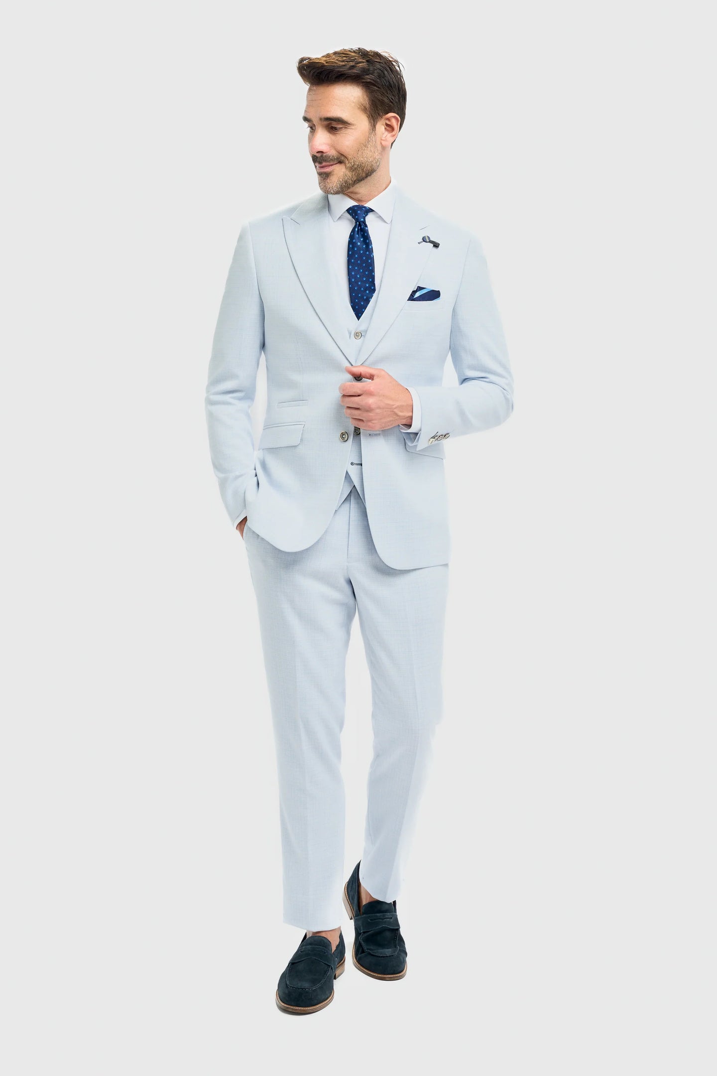 Blazer bleu ciel pour homme, coupe ajustée