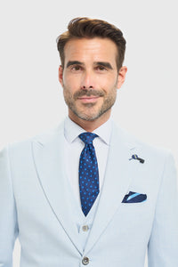 Blazer bleu ciel pour homme, coupe ajustée