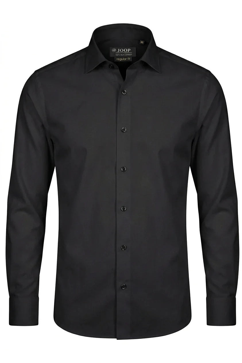 Chemise habillée à manches longues et boutons pour homme, coupe ajustée - Noire
