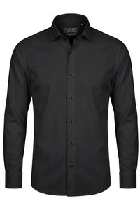 Chemise habillée à manches longues et boutons pour homme, coupe ajustée - Noire