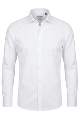 Chemise habillée blanche à manches longues et boutons, coupe ajustée pour homme