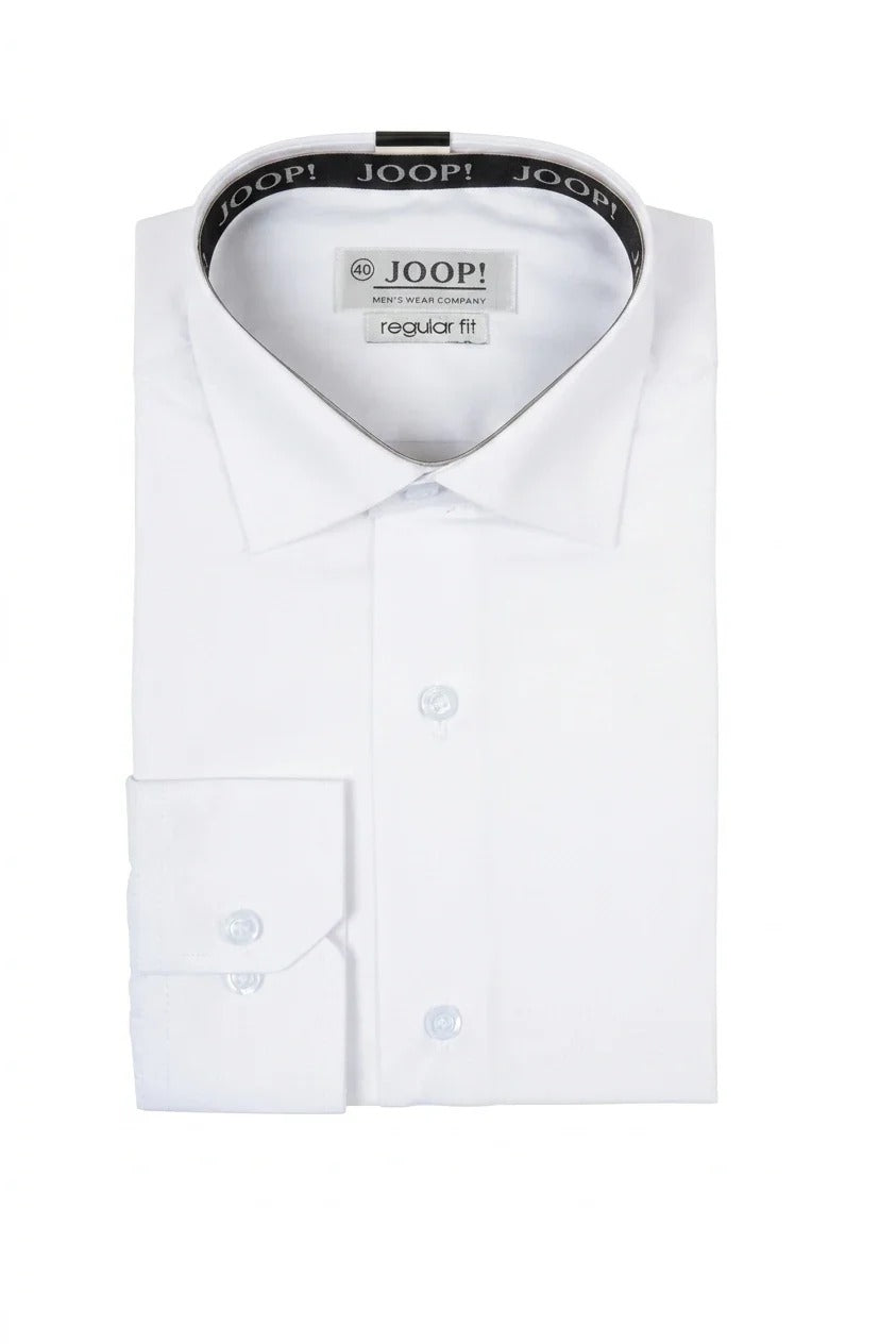 Chemise habillée blanche à manches longues et boutons, coupe ajustée pour homme