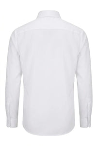 Chemise habillée blanche à manches longues et boutons, coupe ajustée pour homme