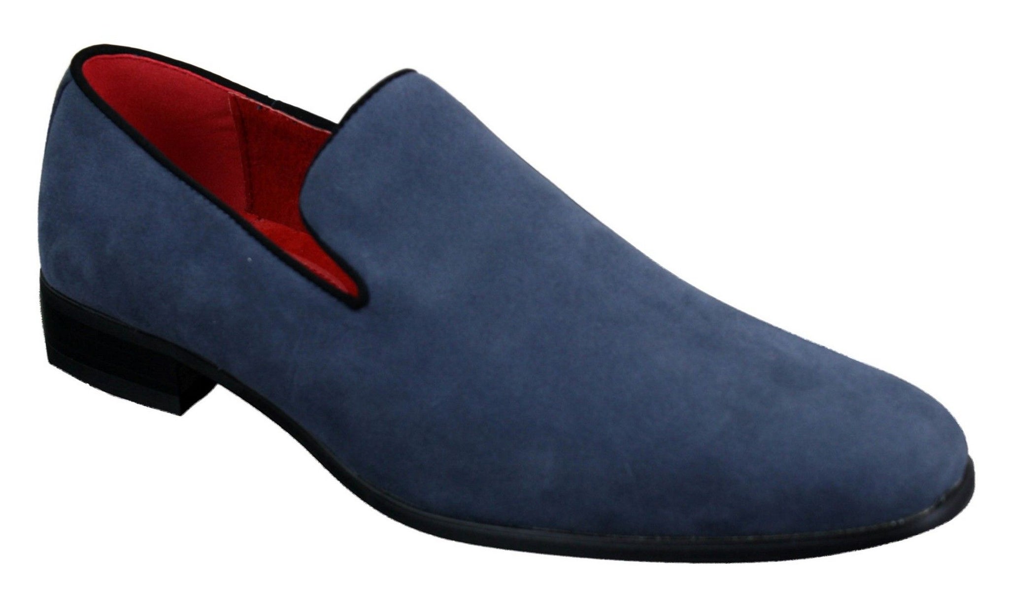 Mens Slip On Suede Driving Loafers Shoes Leather Smart Casual Red Blue Black