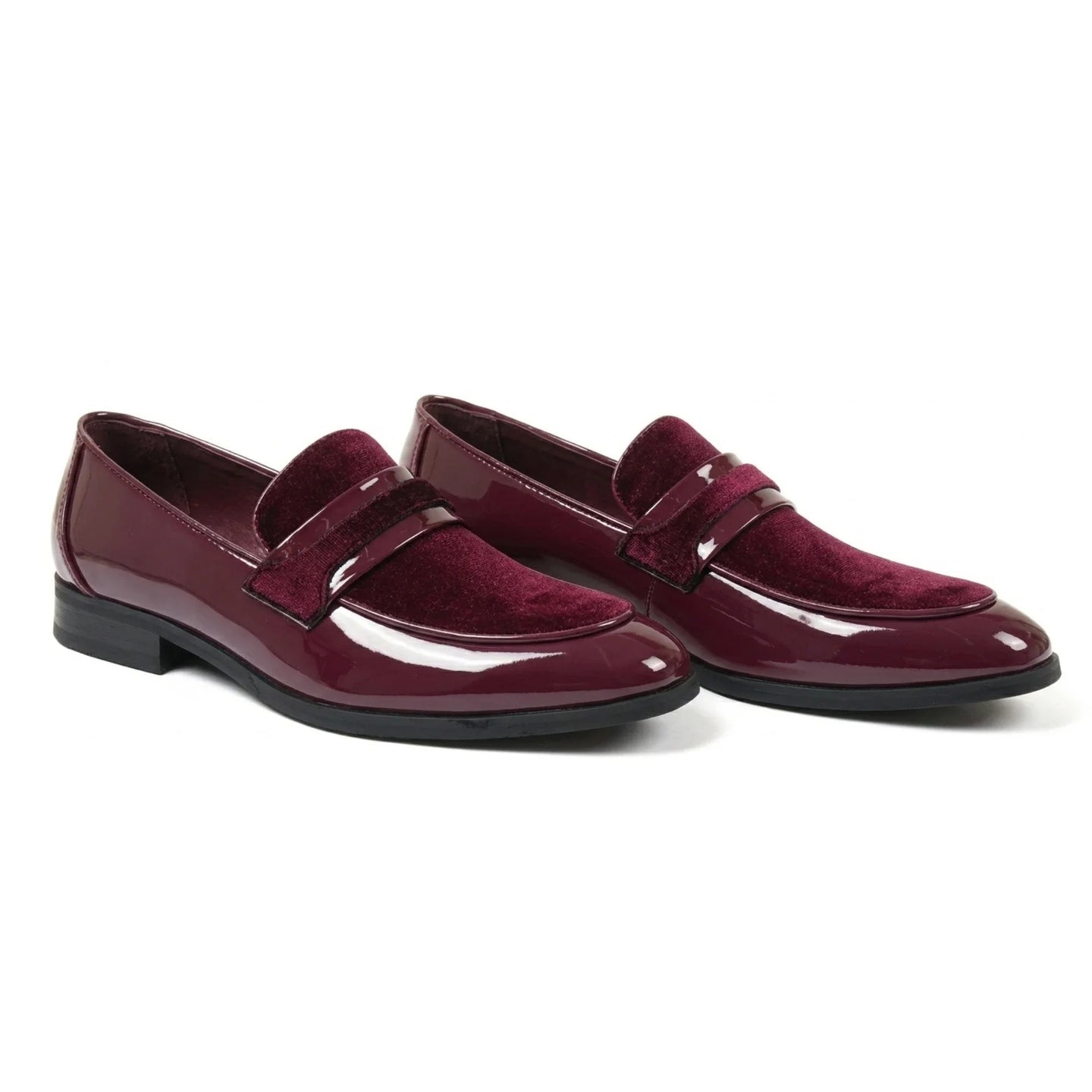 Mocassins pour hommes en cuir végétalien à enfiler, ornés de velours et vernis