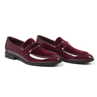 Mocassins pour hommes en cuir végétalien à enfiler, ornés de velours et vernis