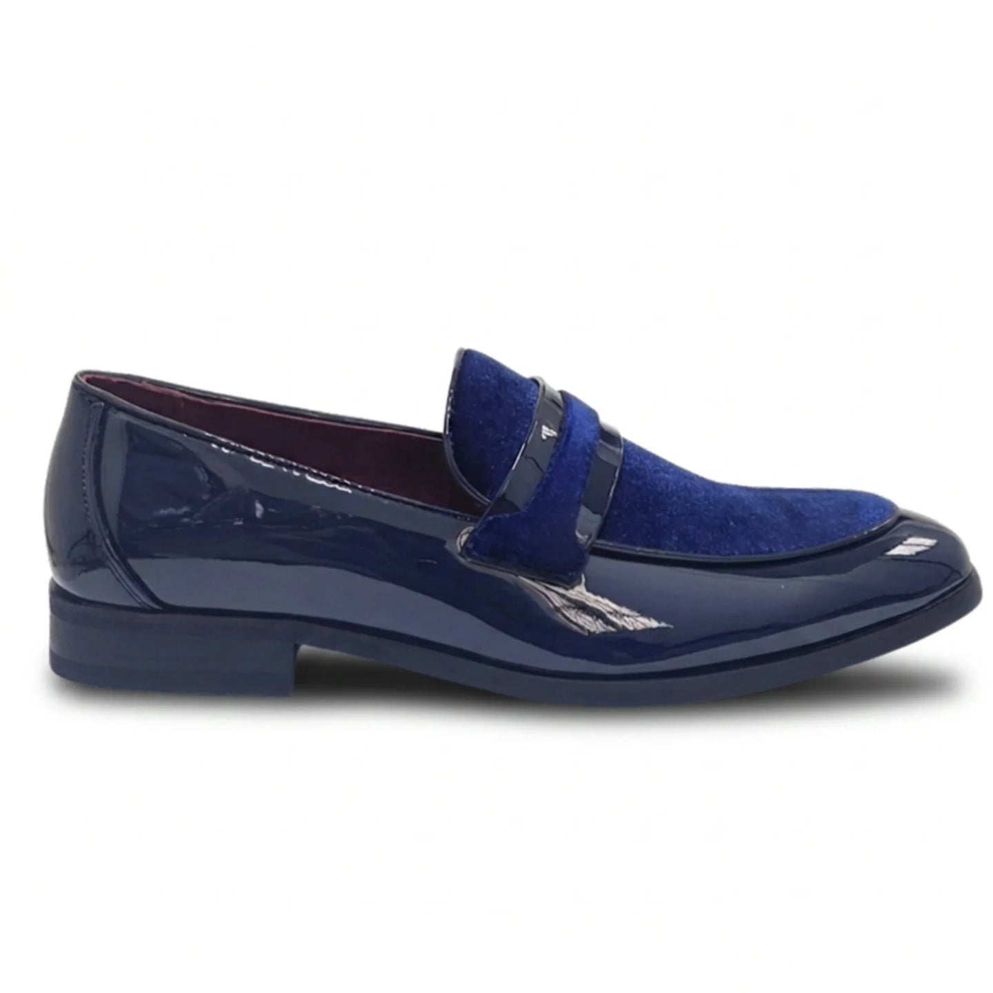 Mocassins pour hommes en cuir végétalien à enfiler, ornés de velours et vernis