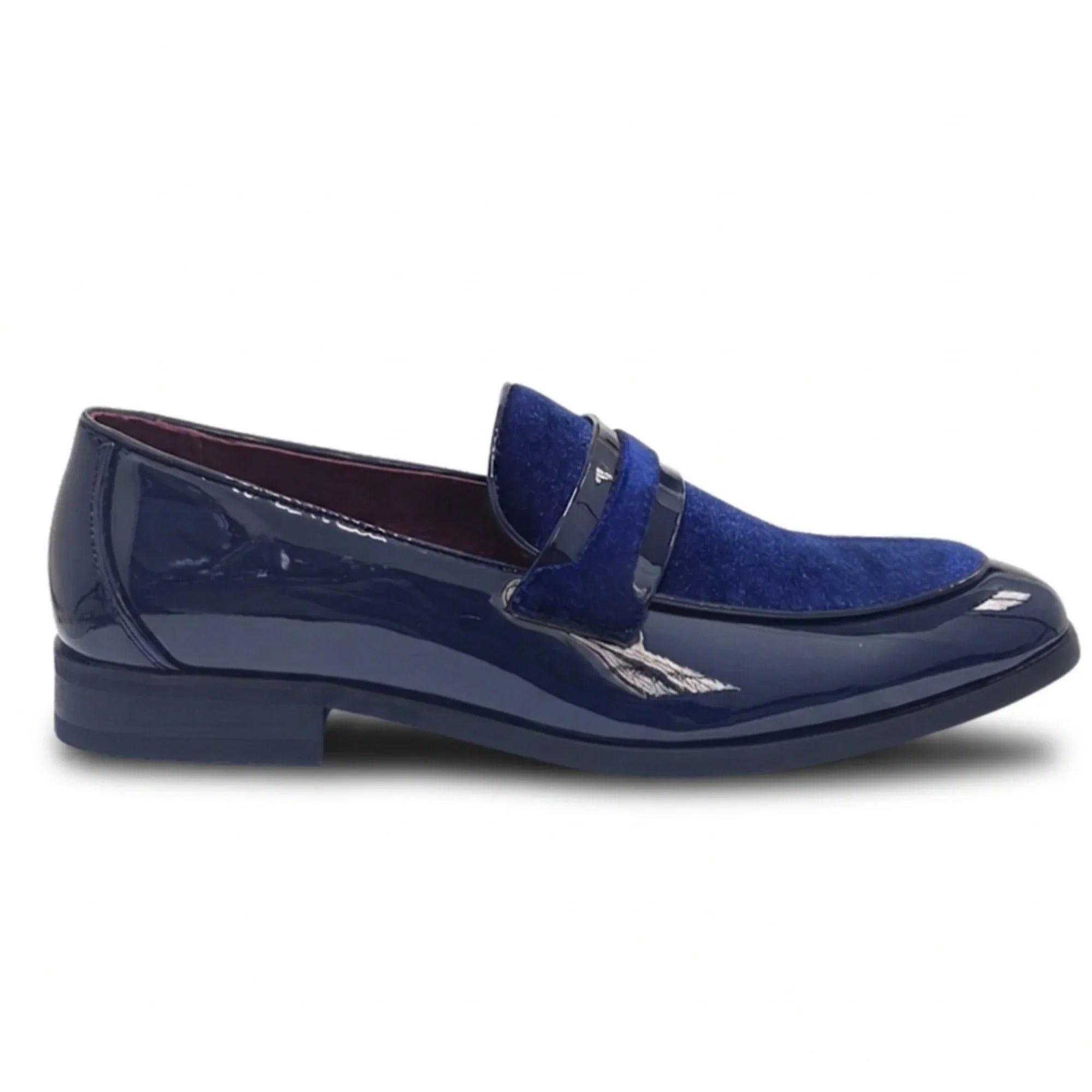 Mocassins pour hommes en cuir végétalien à enfiler, ornés de velours et vernis
