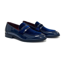 Mocassins pour hommes en cuir végétalien à enfiler, ornés de velours et vernis