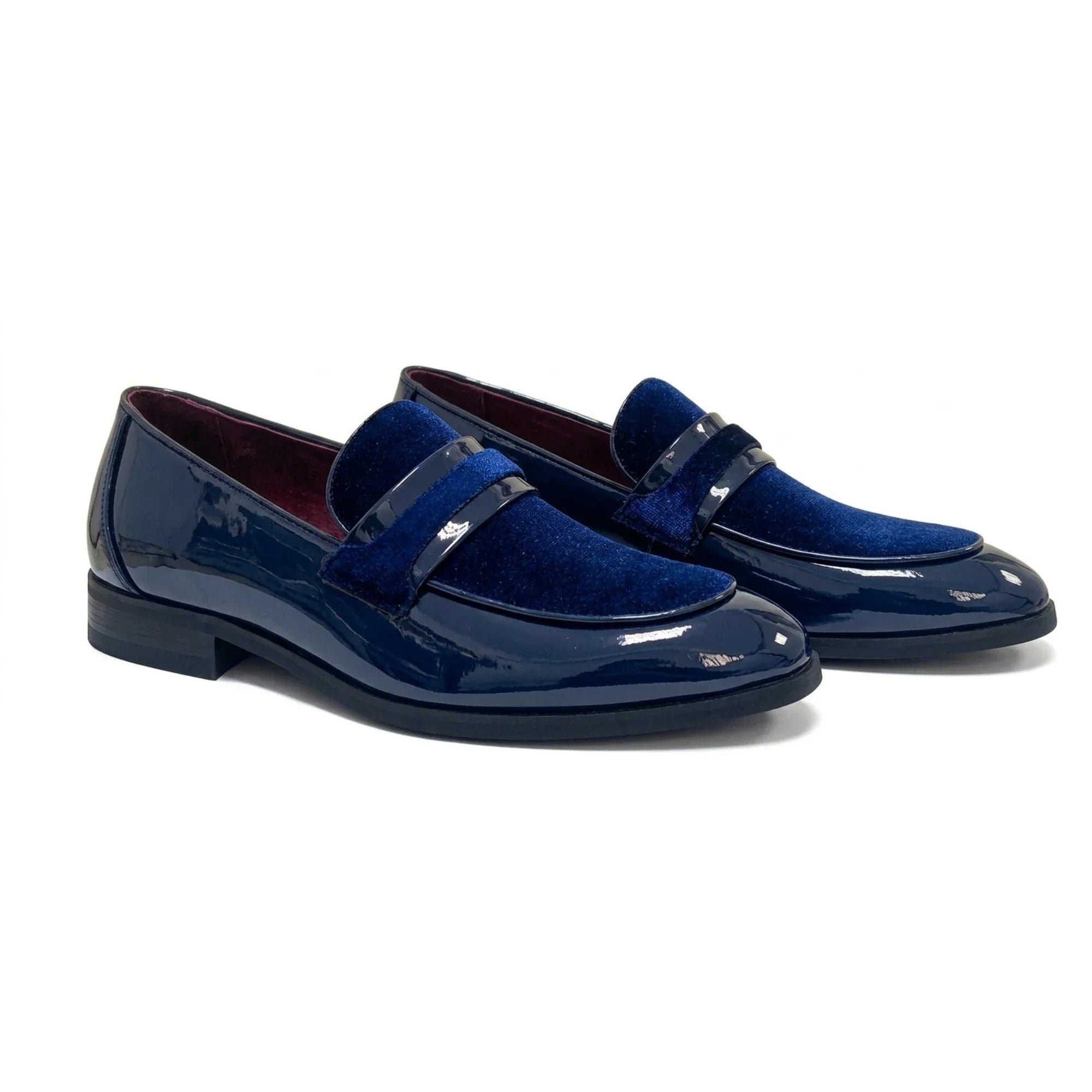 Mocassins pour hommes en cuir végétalien à enfiler, ornés de velours et vernis