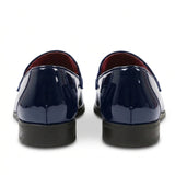 Mocassins pour hommes en cuir végétalien à enfiler, ornés de velours et vernis