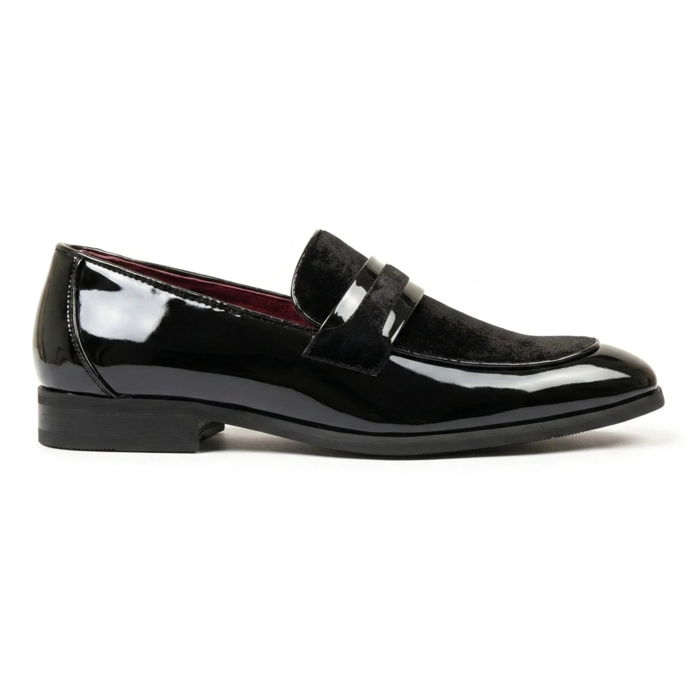 Mocassins pour hommes en cuir végétalien à enfiler, ornés de velours et vernis