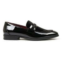 Mocassins pour hommes en cuir végétalien à enfiler, ornés de velours et vernis