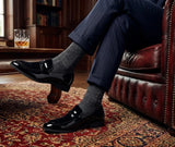 Mocassins pour hommes en cuir végétalien à enfiler, ornés de velours et vernis
