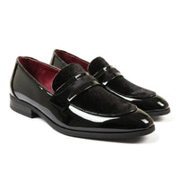 Mocassins pour hommes en cuir végétalien à enfiler, ornés de velours et vernis