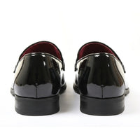 Mocassins pour hommes en cuir végétalien à enfiler, ornés de velours et vernis