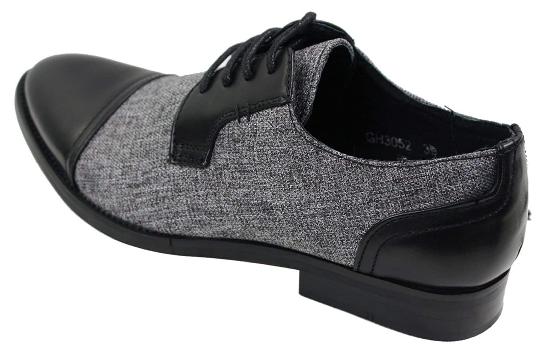 Mens Smart Casual Laced Tweed & Leather Laced Shoes Vintage Retro