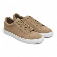 Baskets décontractées à lacets en cuir suédé gris pierre pour homme