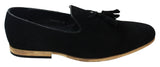 Mens Suede Loafers Driving Shoes Slip On Tassle Design Leather Line Black Comfort