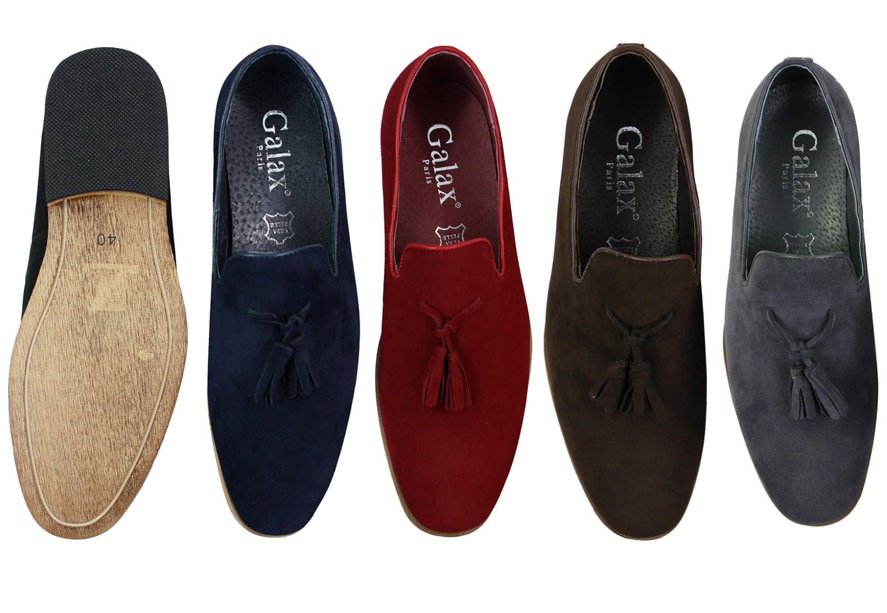 Mens Suede Loafers Driving Shoes Slip On Tassle Design Leather Line Black Comfort