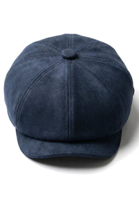 Casquette gavroche Gatsby classique vintage en daim pour homme, 8 panneaux, bleu marine