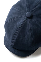Casquette gavroche Gatsby classique vintage en daim pour homme, 8 panneaux, bleu marine