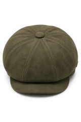 Casquette gavroche Gatsby classique vintage en daim pour homme, 8 panneaux - Olive