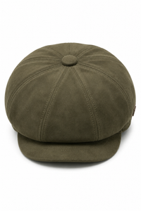 Casquette gavroche Gatsby classique vintage en daim pour homme, 8 panneaux - Olive