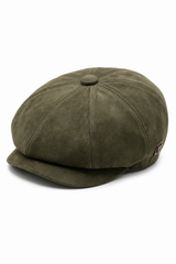 Casquette gavroche Gatsby classique vintage en daim pour homme, 8 panneaux - Olive
