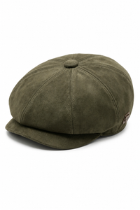 Casquette gavroche Gatsby classique vintage en daim pour homme, 8 panneaux - Olive