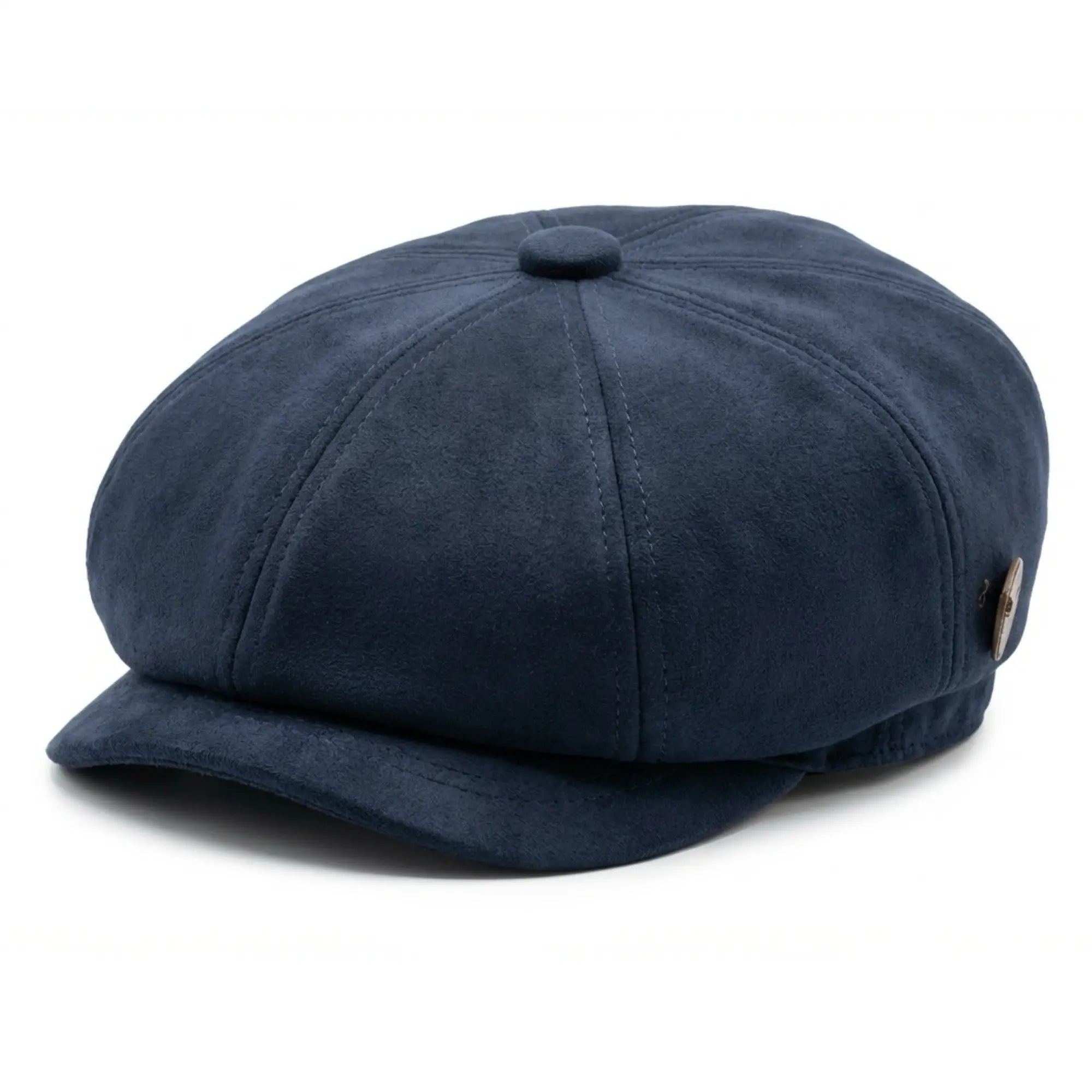 Casquette gavroche Gatsby classique vintage en daim pour homme, 8 panneaux, bleu marine