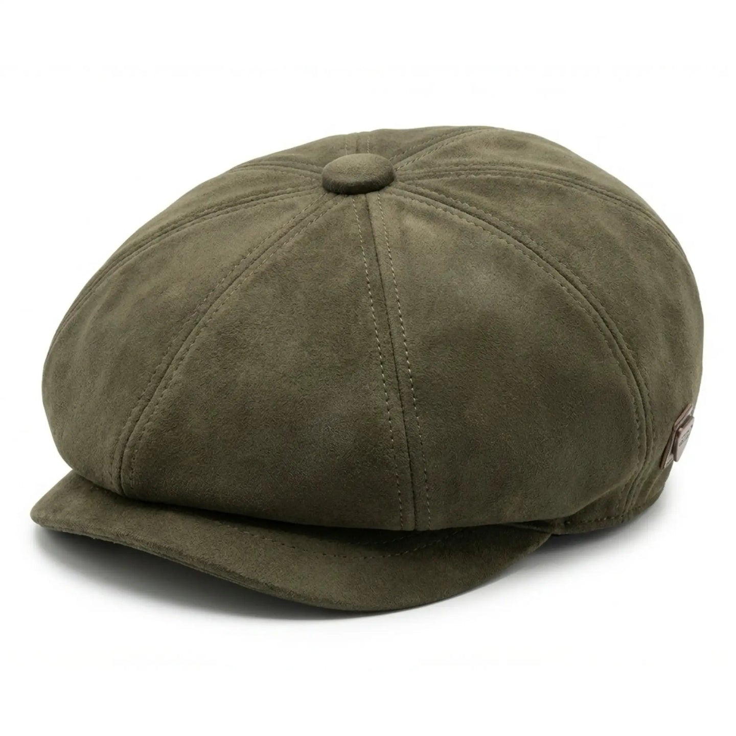 Casquette gavroche Gatsby classique vintage en daim pour homme, 8 panneaux - Olive