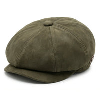 Casquette gavroche Gatsby classique vintage en daim pour homme, 8 panneaux - Olive