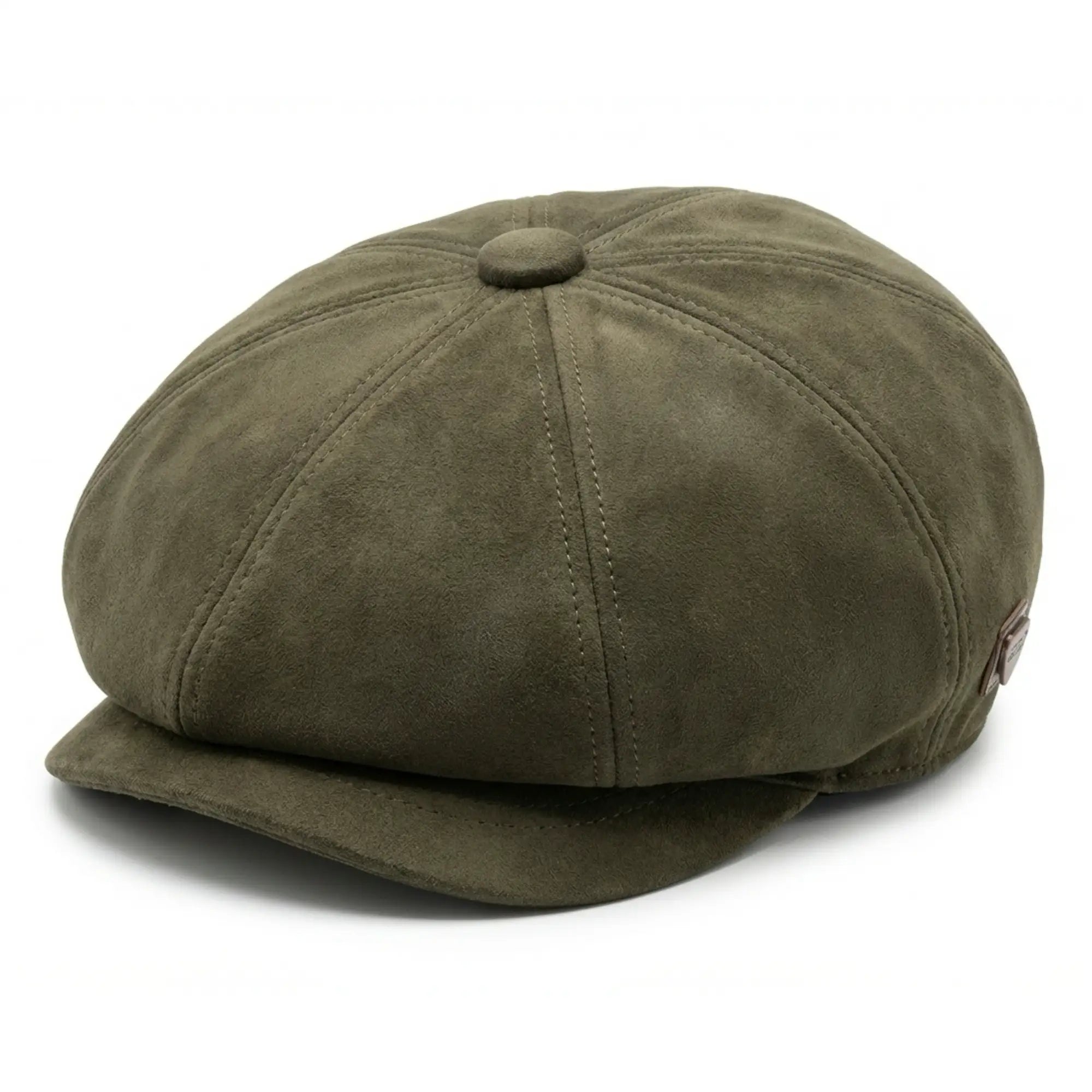 Casquette gavroche Gatsby classique vintage en daim pour homme, 8 panneaux - Olive