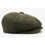 Casquette gavroche Gatsby classique vintage en daim pour homme, 8 panneaux - Olive