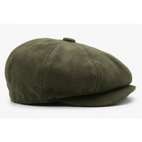 Casquette gavroche Gatsby classique vintage en daim pour homme, 8 panneaux - Olive