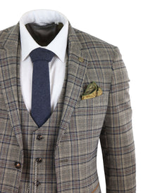 Mens Grey Сheckered 3 Piece Suit